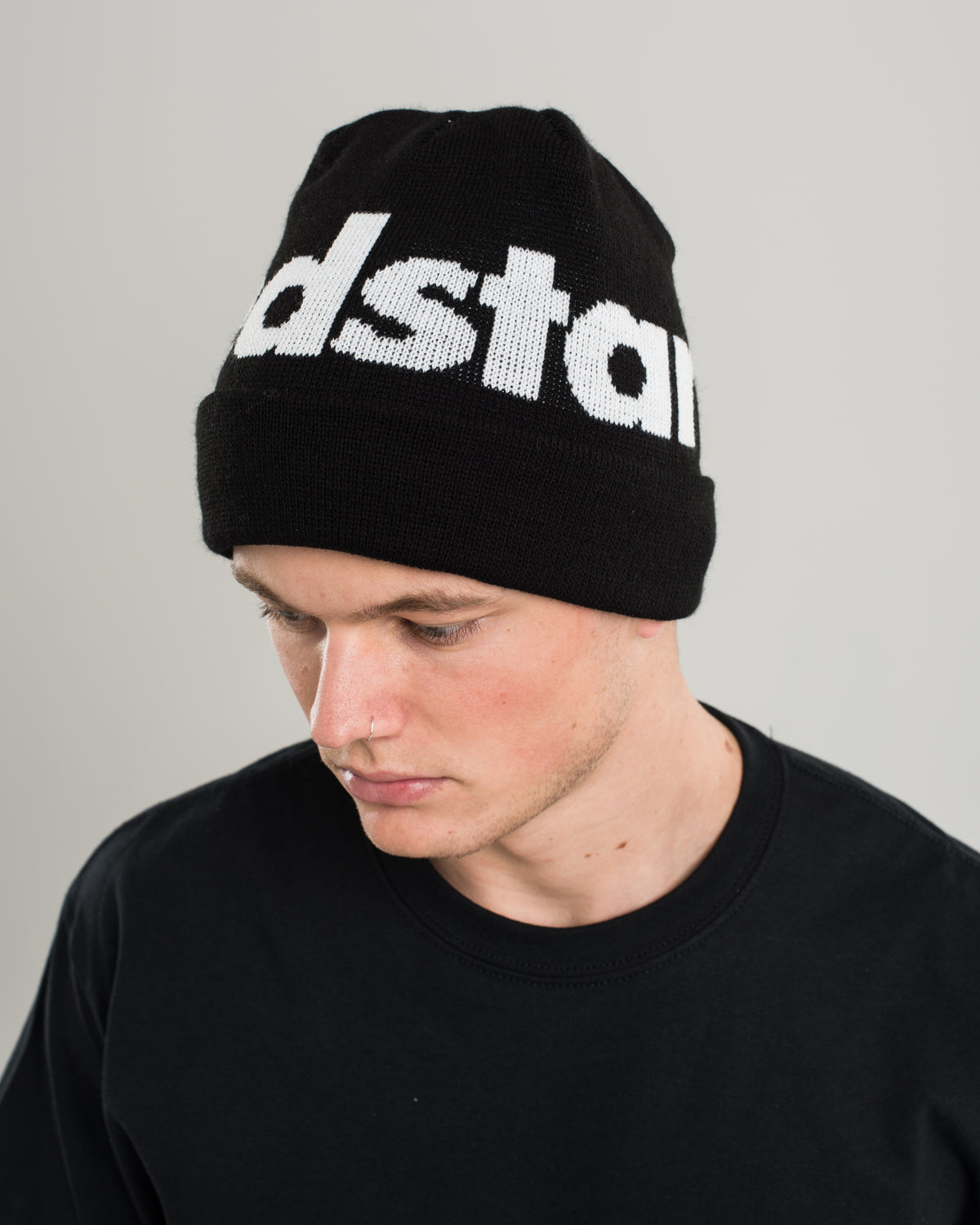 Redstar White on Black Beanie
